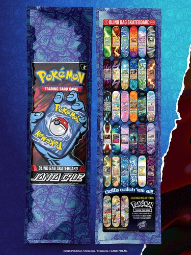 Santa Cruz x Pokemon TCG Blind Bag Skateboard Deck 8" 2026 30th - New & Sealed