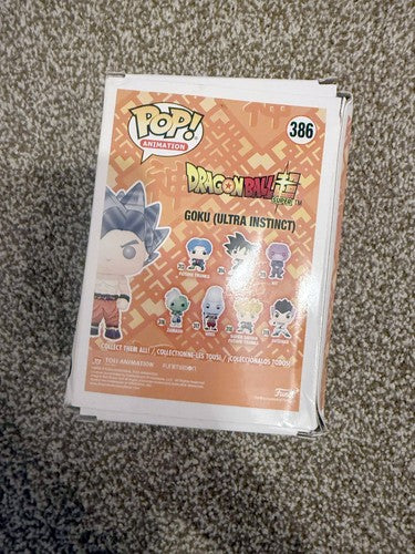 Funko Pop Dragon Ball Super Goku Ultra Instinct #386 Vinyl Figure - Box Damaged