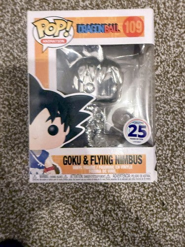 Funko Pop Dragon Ball Goku & Flying Nimbus #109 Silver Chrome - Box Damaged