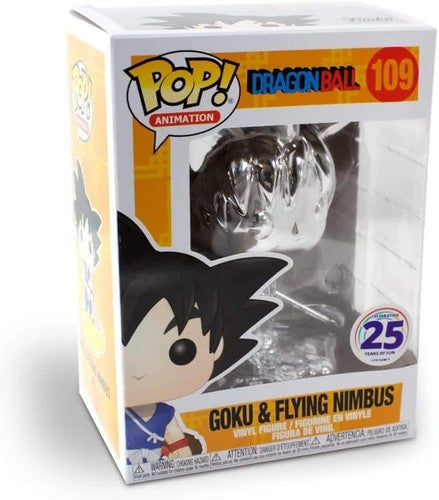 Funko Pop Dragon Ball Goku & Flying Nimbus #109 Silver Chrome - Box Damaged